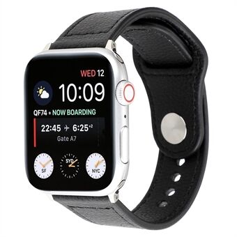 Genuine Leather Watch Strap Smart Watch Band Watchband with Rivet Fastener for Apple Watch Series 1 2 3 42mm / Apple Watch Series 5 4 44mm