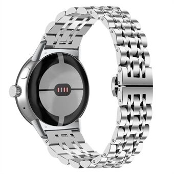 For Google Pixel Watch Luxury 7 Beads Stainless Steel Smart Watch Band Stylish Replacement Wrist Strap - Silver
