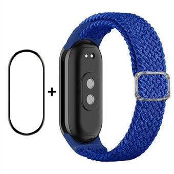 ENKAY HAT-PRINCE For Xiaomi Smart Band 8 Elastic Watch Band Nylon Braided Wrist Strap Set with PMMA Screen Protector