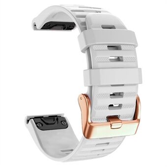 Watch Bands for Garmin Fenix 7S / 6S Pro / 5S Plus / Instinct 2S , Horizontal Stripes Silicone 20mm Strap with Rose Gold Buckle