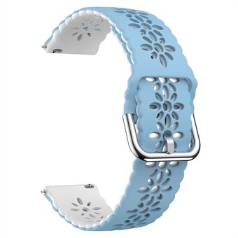 Hollow Plum Blossom Watch Band for Samsung Galaxy Watch6 / Watch6 Classic / Watch 5 / Watch 5 Pro / Watch4 / Watch4 Classic , 20mm Silicone Dual-color Strap