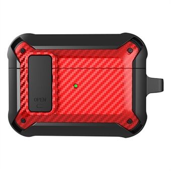 For AirPods Pro 2 Carbon Fiber Texture Shockproof Case TPU+PC Protective Cover with Buckle