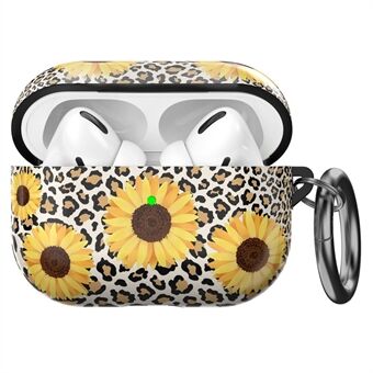 AHASTYLE PT-LC142 for Apple AirPods Pro Sunflower Pattern Earphone Case Bluetooth Earbud TPU Protective Cover with Carabiner