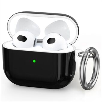 AHASTYLE PT142-3 for Apple AirPods 3 Solid Color Earphone TPU Case Two-Piece Design Bluetooth Earbud Drop-proof Cover with Carabiner