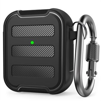 AHASTYLE PT115-A for Apple AirPods with Charging Case (2016)  /  (2019)  /  AirPods with Wireless Charging Case (2019) Earphone Case Drop-proof Shockproof Earbud Cover with Carabiner