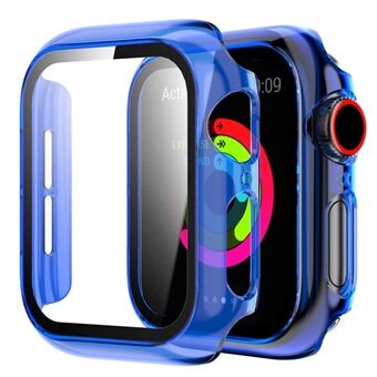 For Apple Watch Series 4/5/6/SE 44mm Anti-Scratch Translucent PC Case with Tempered Glass Screen Protector Anti-Drop Shockproof Smart Watch Cover