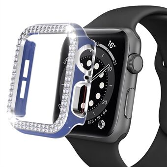 For Apple Watch Series 1/2/3 38mm Two Row Rhinestones Design PC Watch Half Case Electroplating Anti-scratch Cover