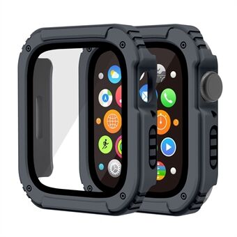 For Apple Watch SE 44mm / Series 6 / 5 / 4 44mm PC + TPU Anti-drop Watch Case with Tempered Glass Screen Protector
