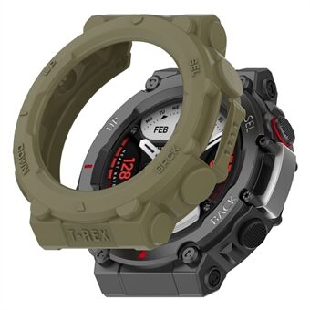 For Huami Amazfit T-Rex 2 Soft Flexible Rugged TPU Raised Bezel Frame Half Protective Watch Cover