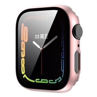 For Apple Watch Series 8 45mm Electroplating Watch Case Hard PC Protective Cover with Tempered Glass Screen Protector