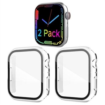 AHASTYLE WG65 2Pcs PC Watch Case for Apple Watch Series 8 / 7 41mm, All-Around Protective Cover with Tempered Glass Screen Protector