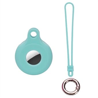 Round Silicone Anti-lost Protective Case Cover with Buckle Rope for Apple AirTag Bluetooth Locator