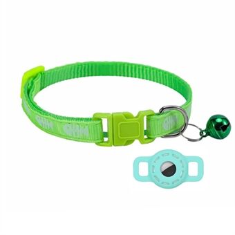 Fishbone Pattern Adjustable Pet Collar Silicone Case for AirTag GPS Cats Dogs Collar with Bell