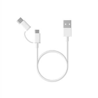 XIAOMI 1m 2-In-1 Data Charge Cable Type C + Micro USB for Xiaomi Mi 5s/Redmi 4 Etc - White