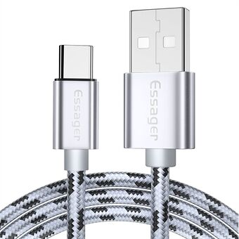 ESSAGER 2M Nylon Braided Type-C USB Data Sync Fast Charger Cable for Samsung Huawei Xiaomi