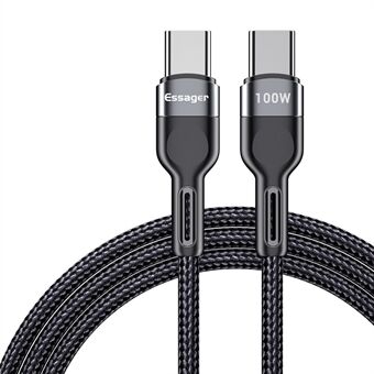 ESSAGER 0.5m 100W Type-C to Type-C Cable PD Fast Charging Data Cable for Samsung Huawei Xiaomi - Grey