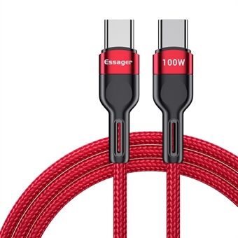 ESSAGER 2m 100W Type-C to Type-C Cable PD Fast Charging Data Cable for Samsung Huawei Xiaomi