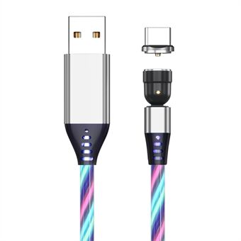 1M 2.4A USB to Type C 540 Degree Roating Luminous Magnetic Charging Cable - Multi