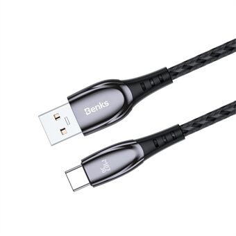 BENKS D40 25W USB A to Type C Zinc Alloy Data Cable Braided Charging Cord 120cm