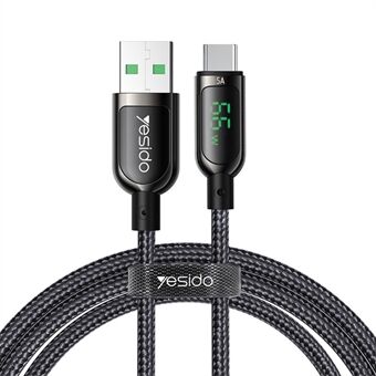 YESIDO CA85 66W Max Fast Charging Type-C Cable with Digital Display 1.2m