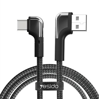 YESIDO CA80 1.2m 2.4A USB to Type-C Elbow Type Double 90 Degree Data Cable for Gaming