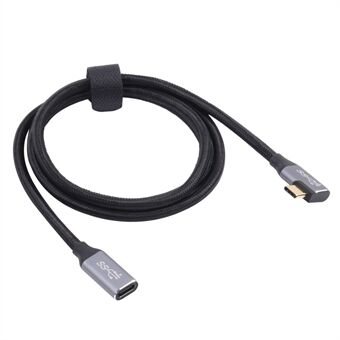 0.5m Nylon Braided Type-C Elbow Male to Type-C Female Data Cable 10Gbps Transfer Cord