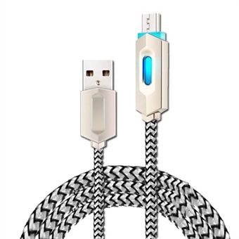 1m Type-C 2A Fast Charging Mobile Phone Charging Cable Zinc Alloy Plug Cord with LED Light