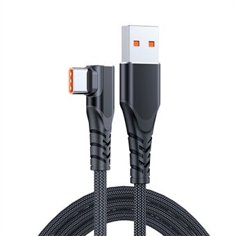 66W Elbow Design Braided USB to Type-C Fast 6A Charging Cable Cell Phone Cable Data Transmission Cord 3m