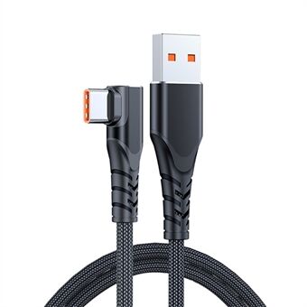1m USB to Type-C Right Angle 6A 66W Fast Charging Cable 480Mbps Data Transmission Braided Cord
