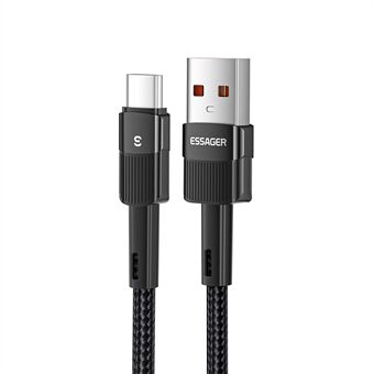 ESSAGER 0.5m Charging Cable USB to Type C 66W Fast Charging 480Mbps Transmission Cord - Black