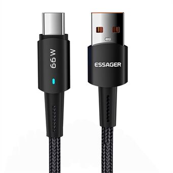 ESSAGER 0.5m Braided Design USB to Type C Cable 6A Fast Charging 480Mbps Transmission Wire for Tablet Laptop Smartphone