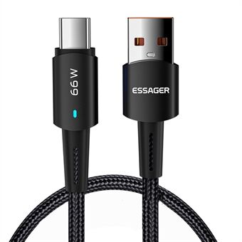 ESSAGER 1m Fast Charging Cable 6A Braided Design USB to Type C Cell Phone Cable 480Mbps Data Transmission Cord