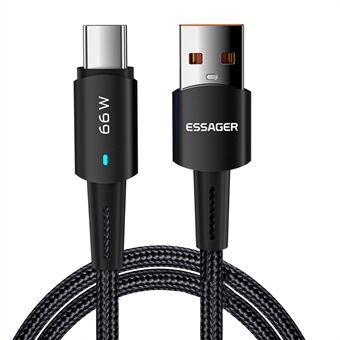 ESSAGER 2m USB C Charger Cord Premium Braided USB A to Type C 6A Charging Data Transfer Cable Fast Charge for Smartphones Tablets Laptops