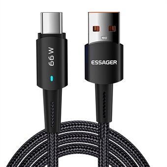 ESSAGER 3m Super Long Charging Cable Tangle-free USB to Type C 6A Fast Charging 480Mbps Transmission Data Cord
