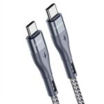 DUZZONA A2 3m PD 65W Fast Charging USB-C to USB-C Cable Nylon Braided Data Cord Phone Charger - Grey