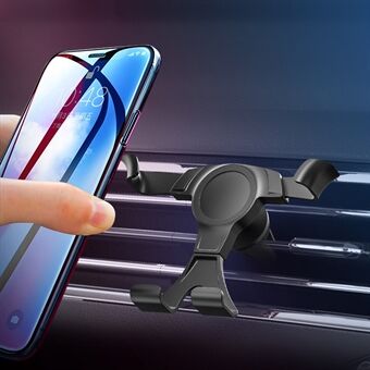TOPK D12 Aluminium Alloy Gravity Car Air Vent Mount Car Phone Holder for iPhone Samsung Huawei Etc. - Black
