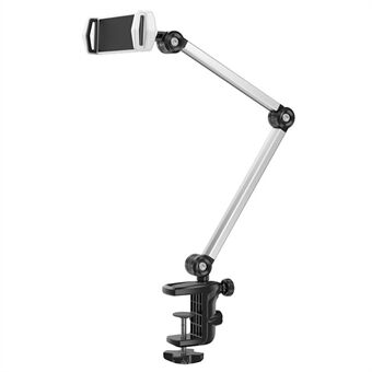 BONERUY P76 Adjustable Boom Arm Lazy Holder for iPhone, iPad Multi-Angle Rotating Cell Phone Stand with Clip for Bedside Desktop