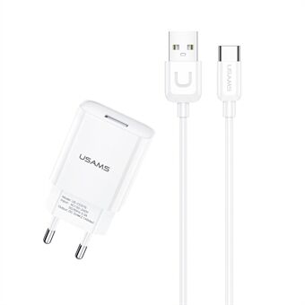 USAMS T21 2.1A High-Current Time-Saving Charging Wall Phone Charger and Type-C Cable (EU Plug)