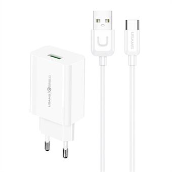 USAMS US-T48 T22 18W Fast Charging EU Plug Travel Charger + Type-C Cable Kit