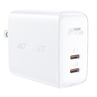 ACEFAST A31 PD50W USB Charger GaN USB-C+USB-C Dual Port Charger Adapter Portable Wall Charger Block (US Plug)