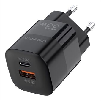 CHOETECH PD5006 USB+Type-C Dual Port GaN Wall Charger PD 33W Fast Charging Power Adapter