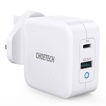 CHOETECH PD8002 USB-A + Type-C Dual Port PD 65W GaN Wall Charger Portable Charging Block
