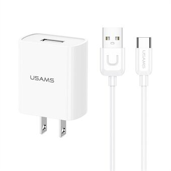 USAMS T21 Fast Charger Adapter Portable Wall Charger Block Mini Travel Charger Set with Type-C Cable for Samsung, Huawei (US Plug)
