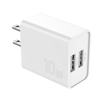 ESSAGER 2A 10W High Power Travel Charger Dual Ports USB Smart Charger, US Plug / White
