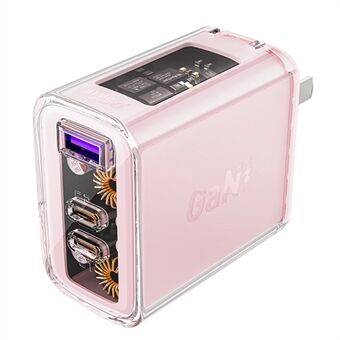 ACEFAST A46 Crystal Series PD 65W Wall Charger GaN Fast Charger USB+Dual Type-C Phone Charger Plug (CN Standard)