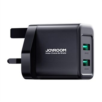 JOYROOM TCN01 2.4A 2USB Fast Charger Adapter Portable Mini Wall Charger Block for Cell Phones (UK Plug) - Black