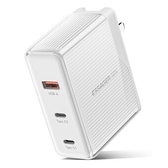 ESSAGER 100W GaN Charger Adapter 2 Type-C+1 USB-A Wall Charger Portable Charger Block Support Multiple Protocols