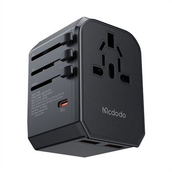 MCDODO CP-4290 PD 33W Travel Charger Adapter with 2 USB-A, Type-C, 2-in-1 Universal Wall Charger + Socket (Black)