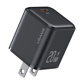 USAMS US-CC184 X-ron Series PD 20W Type-C Electroplating Fast Charging Charger Power Adapter, US Plug