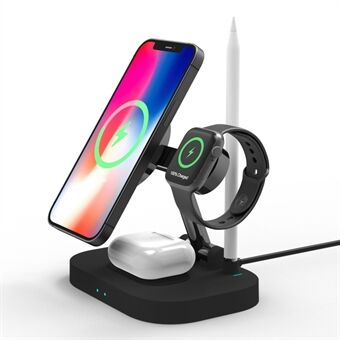 F22 15W 4 in 1 For Magsafe Wireless Charger for iPhone 12/13 Series/Apple Watch/Airpods Pro/Apple Pencil Portable Charging Stand Multi-function Folding Charging Dock (CE)